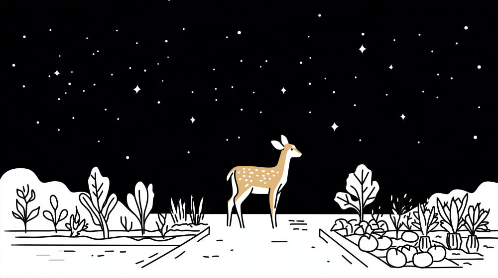 Detailed deer stars mural wallpaper design pattern showing elegant deer with botanical elements by Kids-Mundo