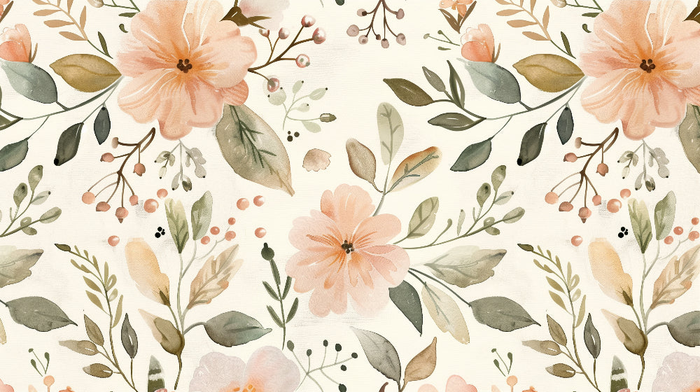 Detailed delicate floral mural wallpaper design pattern with botanical motifs by Kids-Mundo