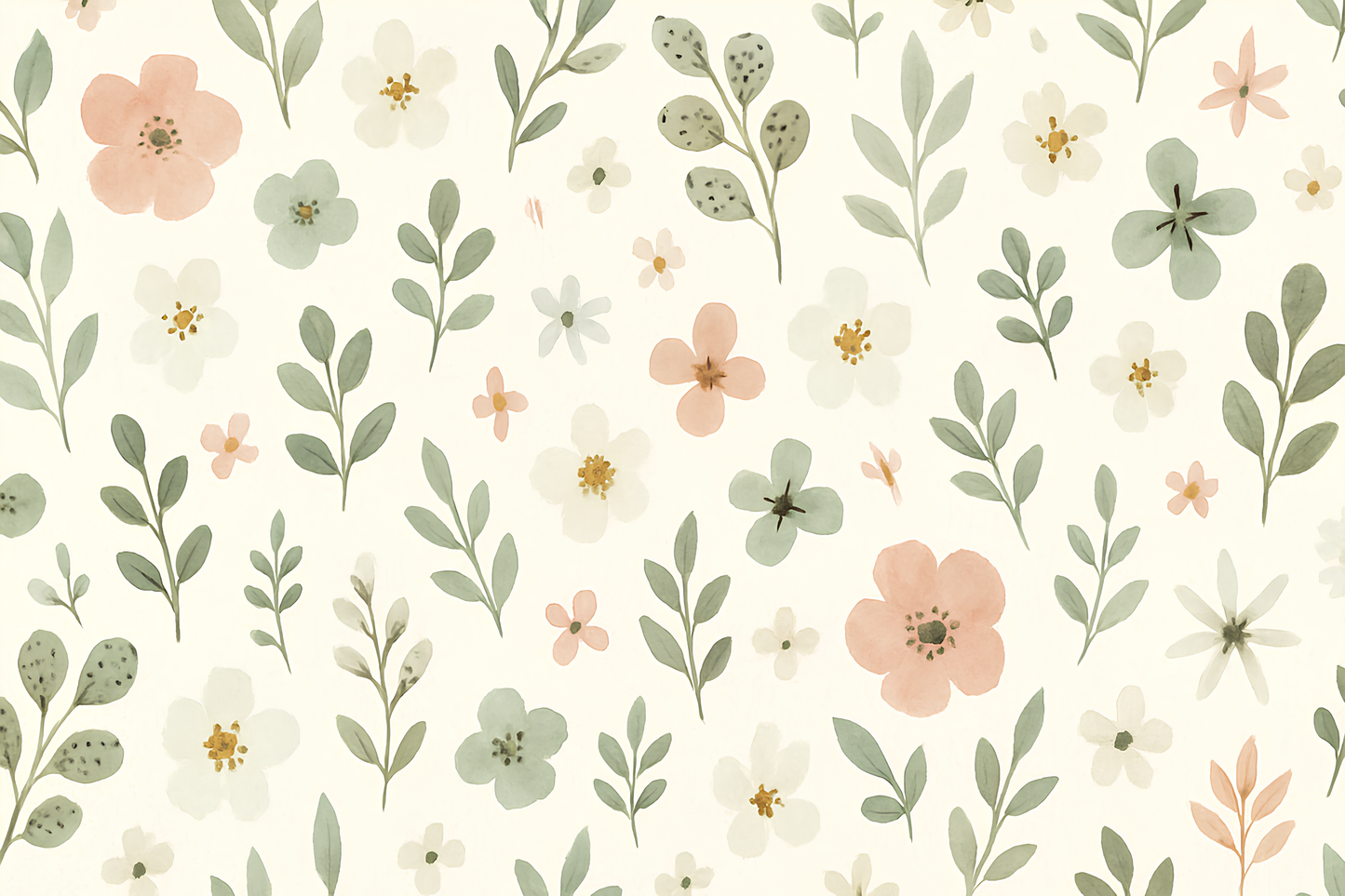 Kids-Mundo flat artwork of the delicate wildflower sprigs pattern wall mural