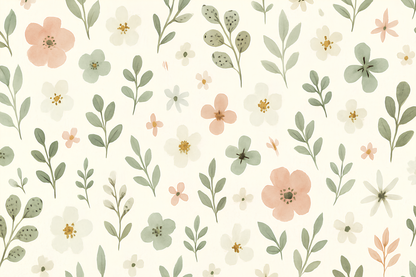 Kids-Mundo flat artwork of the delicate wildflower sprigs pattern wall mural