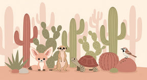 Detailed desert animals and cactus mural wallpaper design pattern by Kids-Mundo