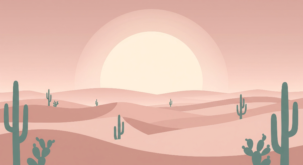 Pastel Desert Sunset with Cacti Wall Mural