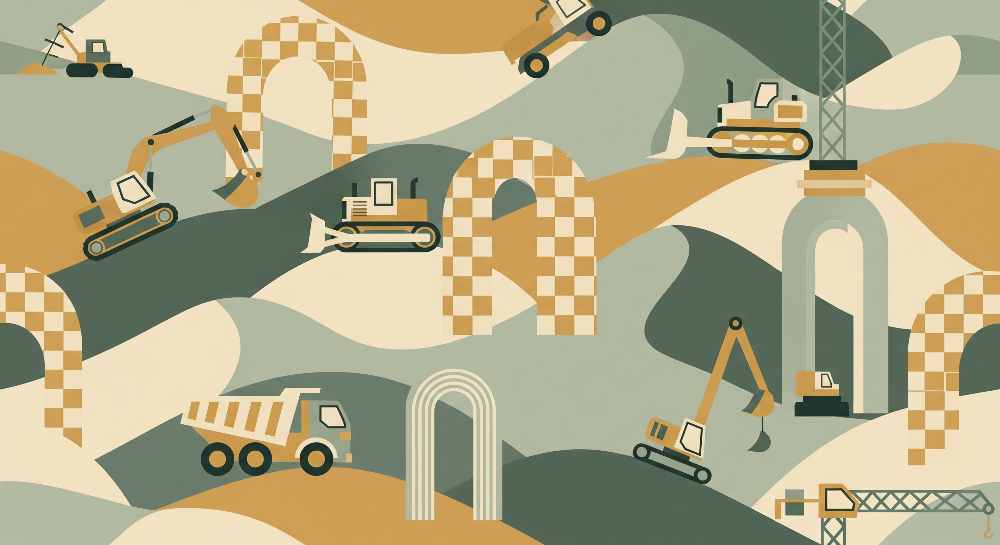 Diggers and Geometric Arches Wall Mural