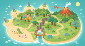 Detailed dinosaur island tropical adventure mural wallpaper design pattern by Kids-Mundo