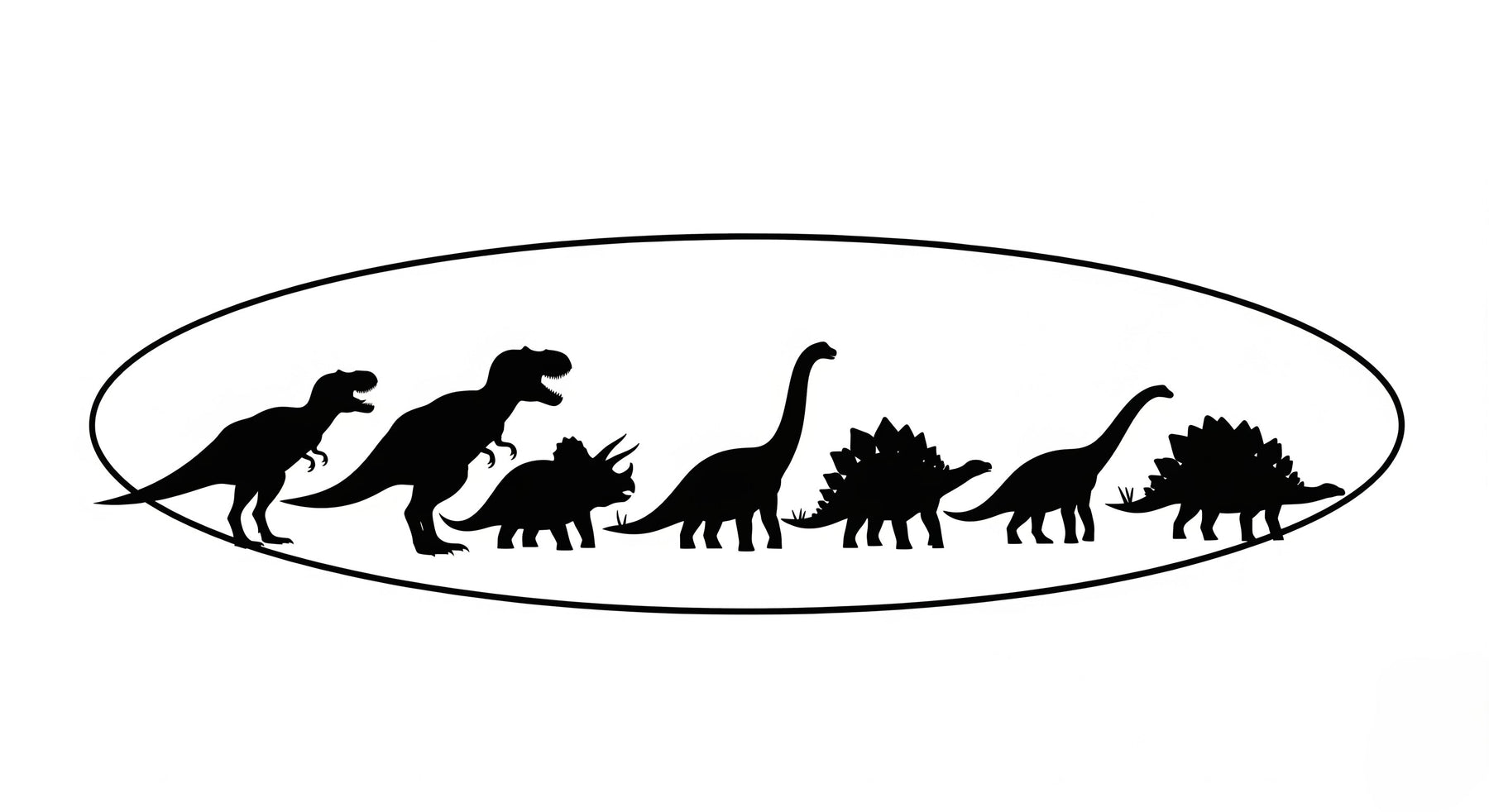 Detailed black dinosaur silhouettes mural wallpaper design pattern by Kids-Mundo