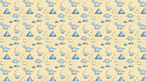 Detailed happy dinosaur mural wallpaper design pattern with pastel background by Kids-Mundo
