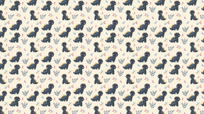Detailed baby dinosaur and foliage mural wallpaper design pattern with golden accents by Kids-Mundo