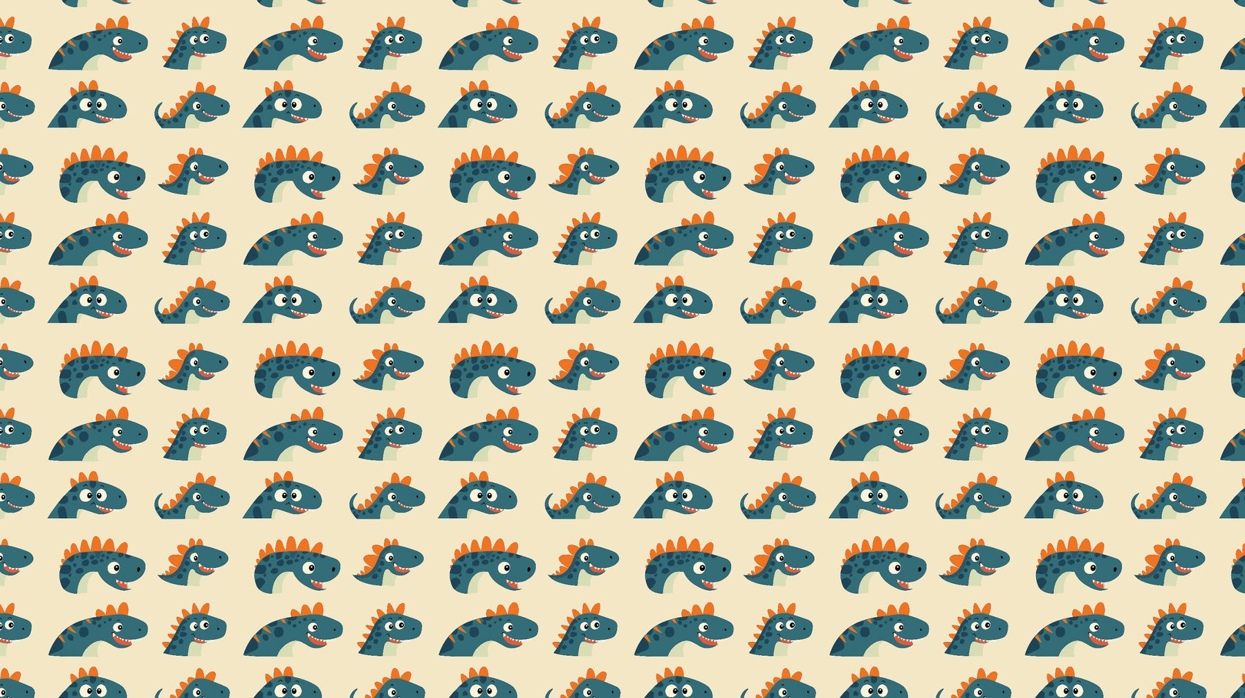 Detailed dinosaur mural wallpaper design pattern with blue and orange prehistoric creatures by Kids-Mundo