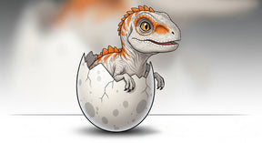 Detailed baby dinosaur hatching from egg mural wallpaper design pattern by Kids-Mundo