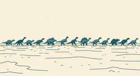 Detailed dinosaur parade mural wallpaper design pattern showing brontosaurus and stegosaurus by Kids-Mundo