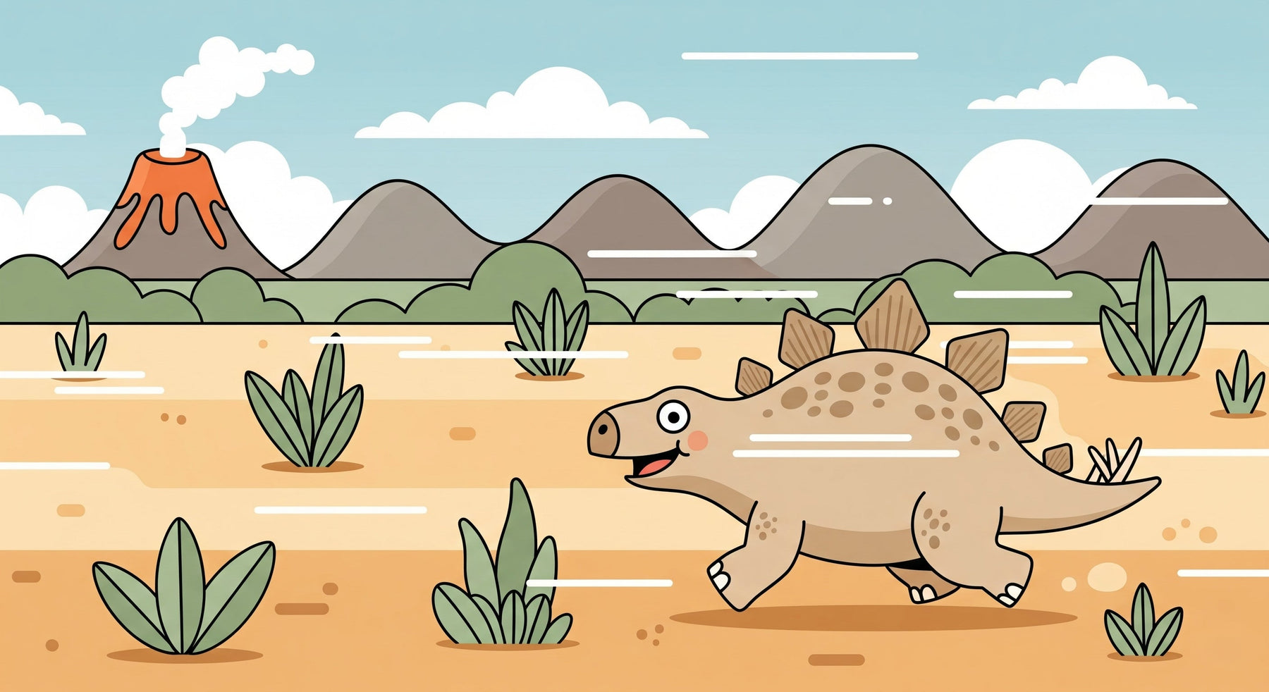 Detailed happy stegosaurus prehistoric landscape mural wallpaper design pattern by Kids-Mundo