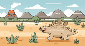 Detailed happy stegosaurus prehistoric landscape mural wallpaper design pattern by Kids-Mundo