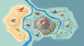 Detailed prehistoric dinosaur adventure mural wallpaper design pattern with T-Rex and volcanic landscape by Kids-Mundo