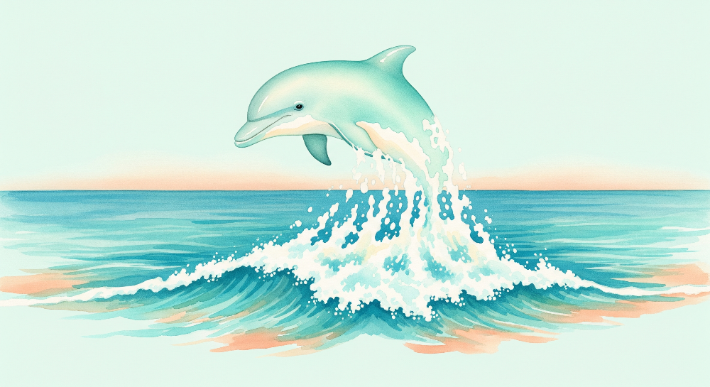 Dolphin Leaping Over Turquoise Waves Wall Mural