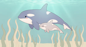 Detailed underwater dolphin mural wallpaper design pattern with coral and marine plants by Kids-Mundo