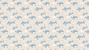 Detailed dolphin mural wallpaper design pattern showing soft blue marine theme by Kids-Mundo