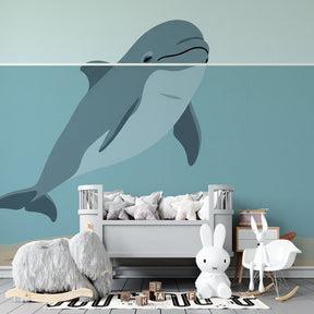 Marine life wallpaper transforming children's bedroom into ocean adventure space