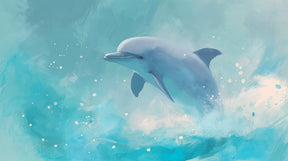 Detailed dolphin ocean mural wallpaper design pattern showing playful marine artwork by Kids-Mundo