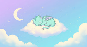 Detailed sleeping baby dragon mural wallpaper design pattern with cloud and stars by Kids-Mundo