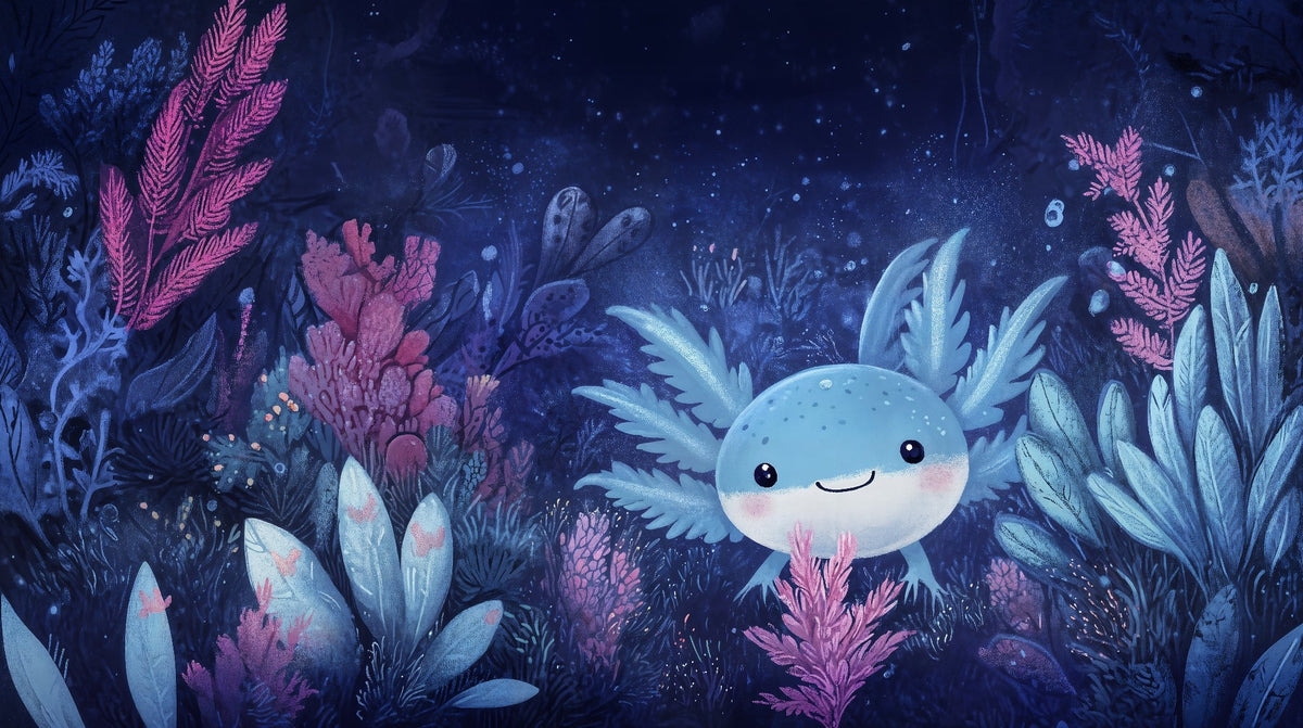 Dreamy Axolotl Night Reef Wall Mural