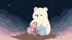 Detailed dreamy bear and starry clouds mural wallpaper design pattern by Kids-Mundo