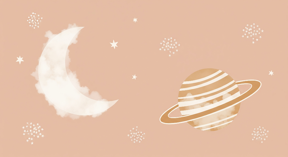 Dreamy Moon and Planet Wall Mural