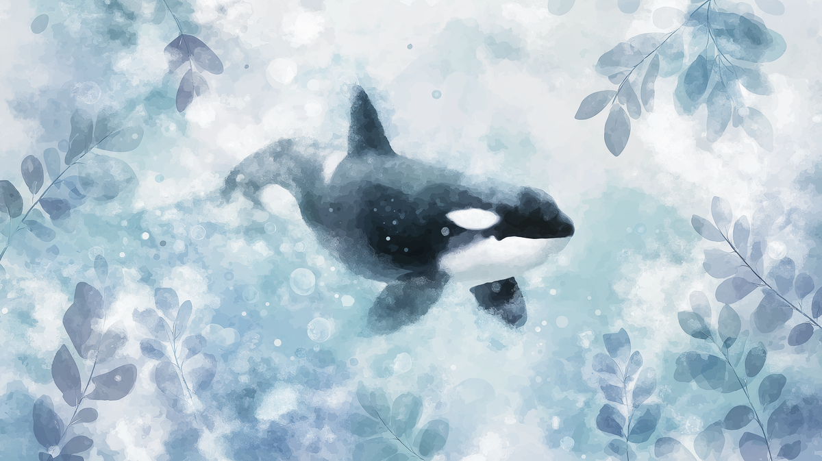 Dreamy Watercolour Orca Wall Mural