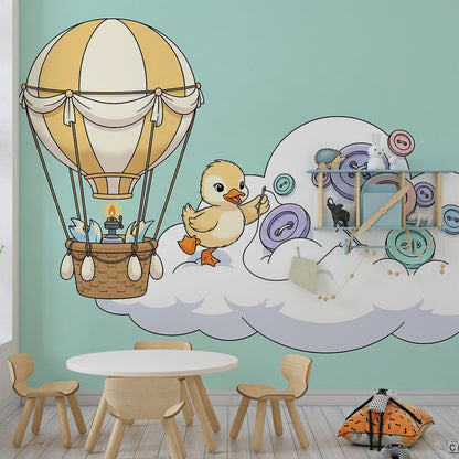 Kids-Mundo playful duckling balloon wall mural bringing charm to a children's playroom
