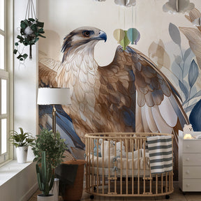 Majestic eagle wallpaper creating nature-inspired kids bedroom atmosphere