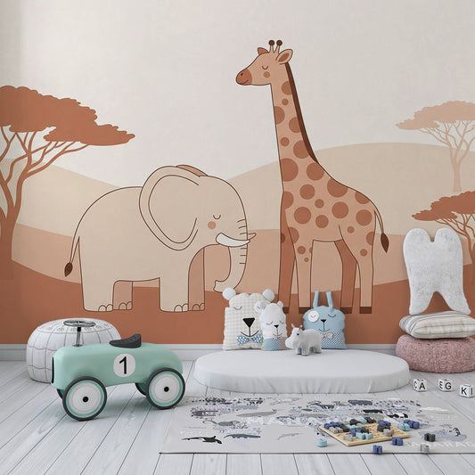 Kids-Mundo elephant wall mural made to measure covering a feature wall in a toddler's bedroom