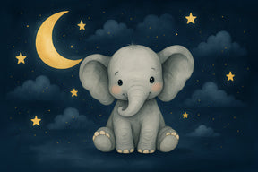 Detailed elephant under moon mural wallpaper design pattern by Kids-Mundo