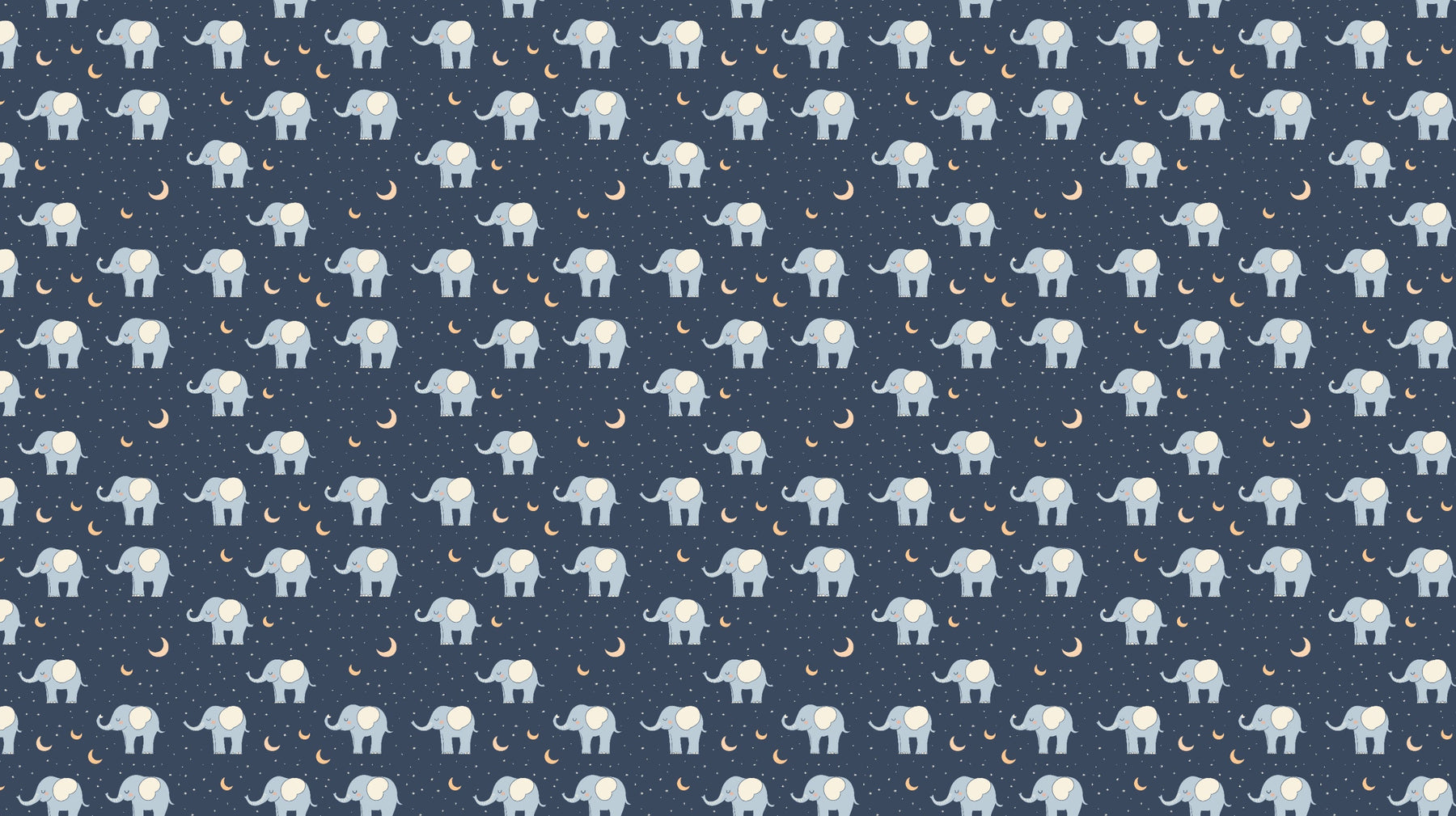 Detailed elephant safari mural wallpaper design pattern with stars and moons by Kids-Mundo
