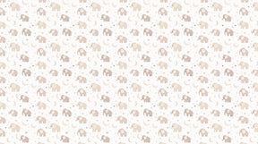 Detailed elephant and moon mural wallpaper design pattern in soft beige tones by Kids-Mundo