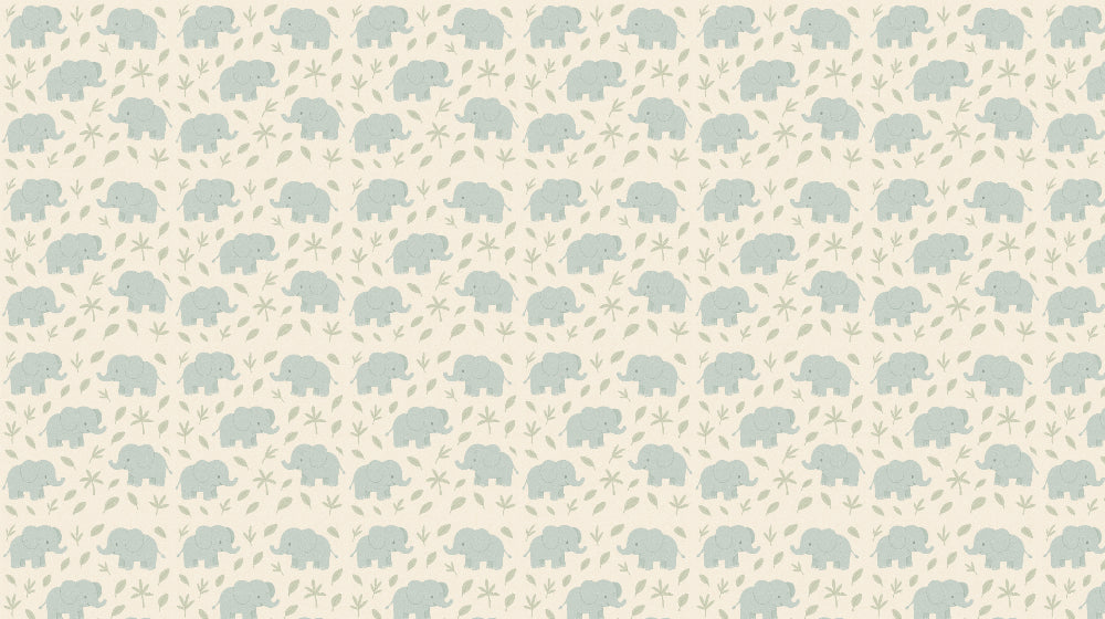 Detailed cute elephant mural wallpaper design pattern with pastel background by Kids-Mundo