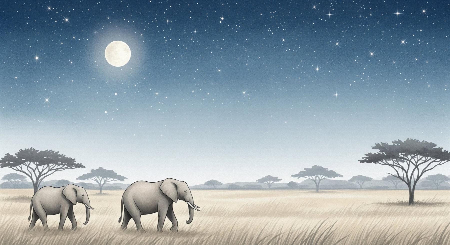 Detailed elephant starry night mural wallpaper design pattern by Kids-Mundo