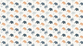Detailed elephant and palm tree mural wallpaper design pattern by Kids-Mundo showing safari motifs