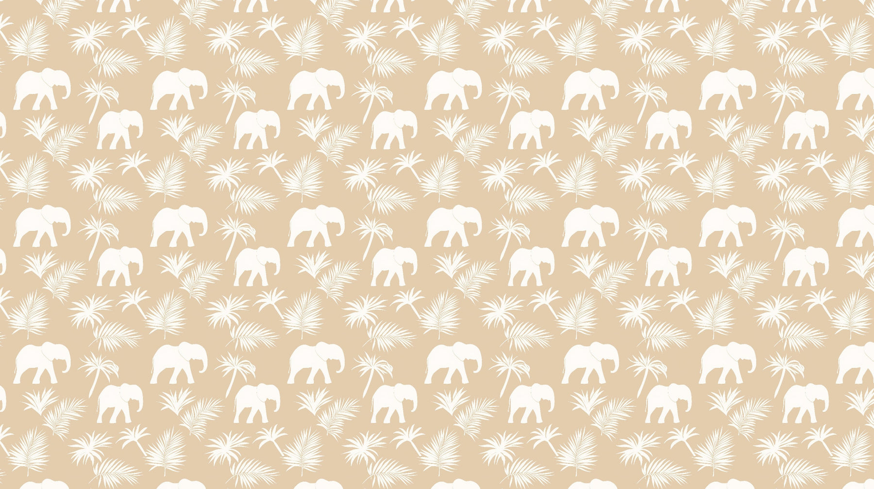 Detailed elephant mural wallpaper design pattern showing tropical foliage and safari animals by Kids-Mundo