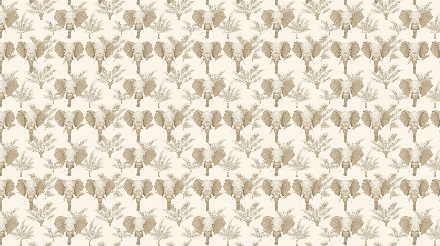 Detailed elephant mural wallpaper design pattern showing majestic elephants and palm trees by Kids-Mundo