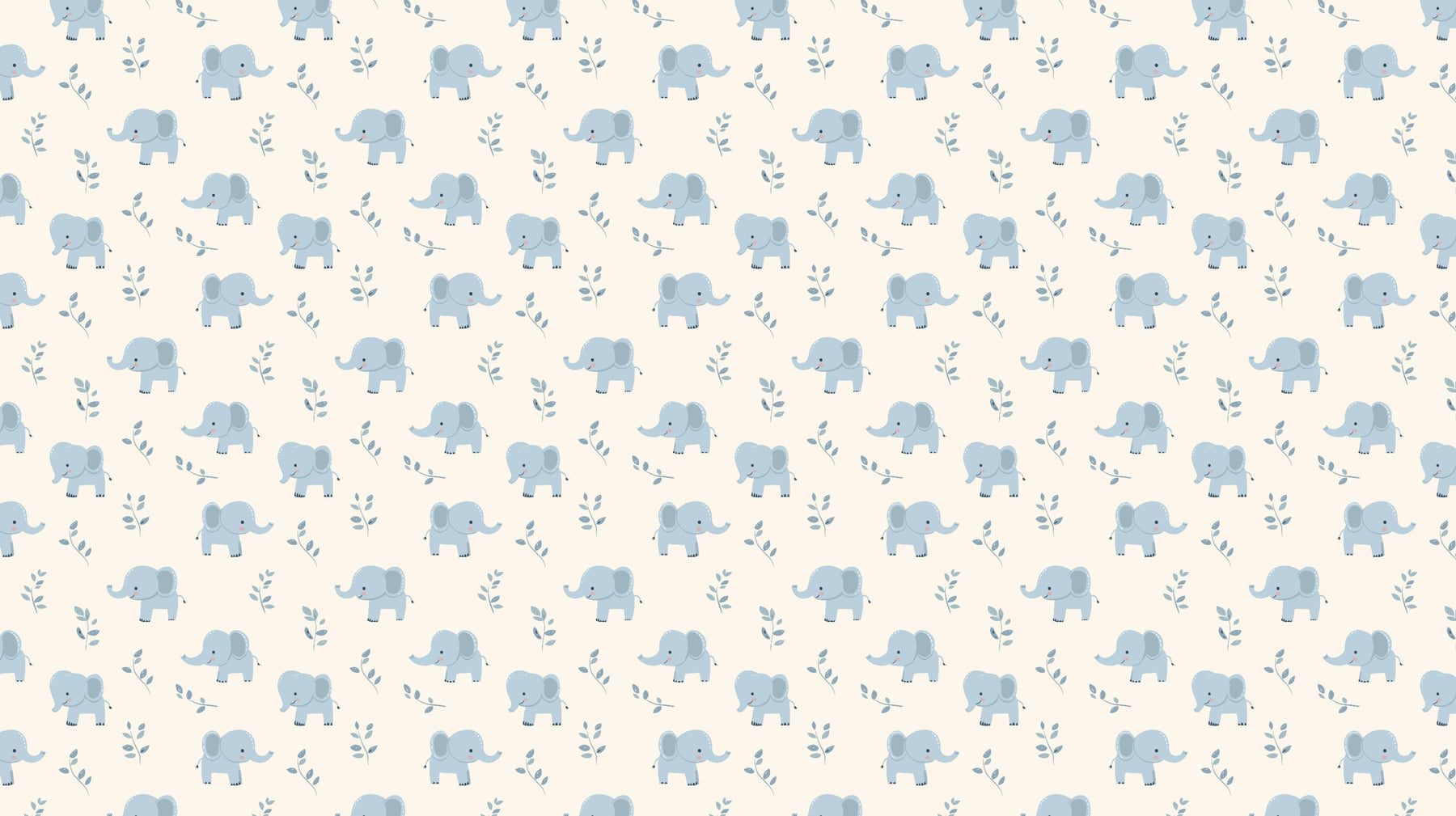 Detailed elephant mural wallpaper design pattern with blue safari animals by Kids-Mundo