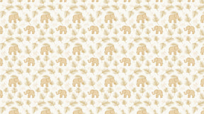 Detailed elephant safari mural wallpaper design pattern with golden foliage by Kids-Mundo