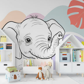 Elephant jungle wallpaper transforming children's bedroom into tropical adventure space