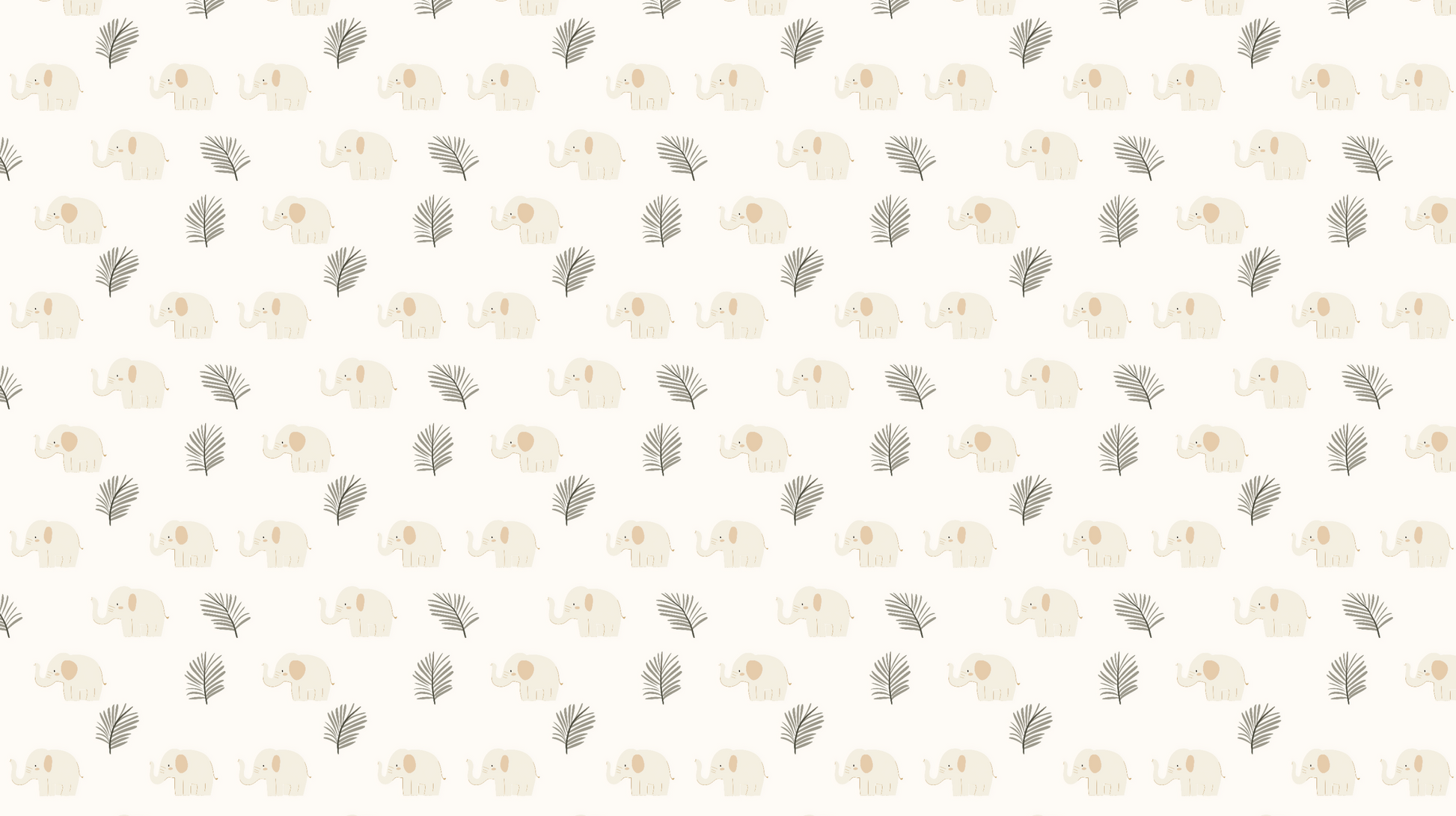 Kids-Mundo flat artwork preview of the elephant and palm leaf mural pattern design