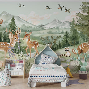 Enchanted woodland creatures wallpaper creating magical kids bedroom decor atmosphere