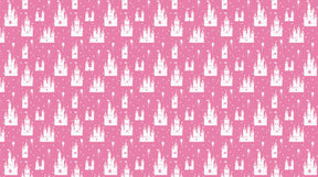 Detailed fairy castle mural wallpaper design pattern with pink background by Kids-Mundo
