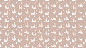 Detailed fairy castle mural wallpaper design pattern with moonlit sky and stars by Kids-Mundo