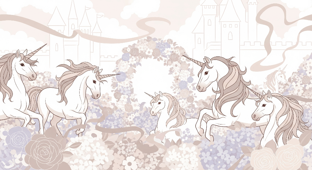 Unicorns and Fairytale Castles Wall Mural
