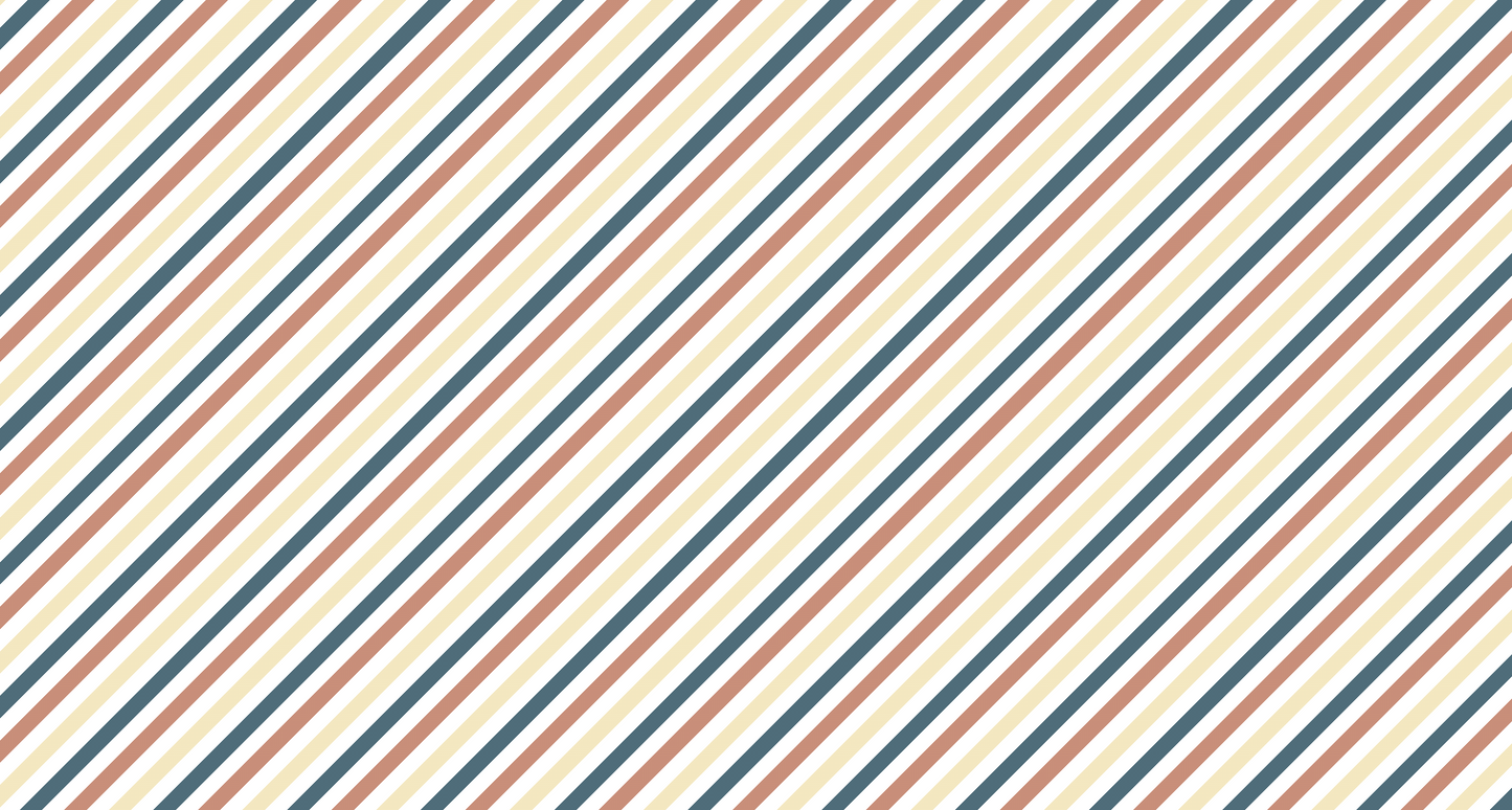 Kids-Mundo flat artwork of the fine terracotta, navy and cream pinstripe wall mural design.