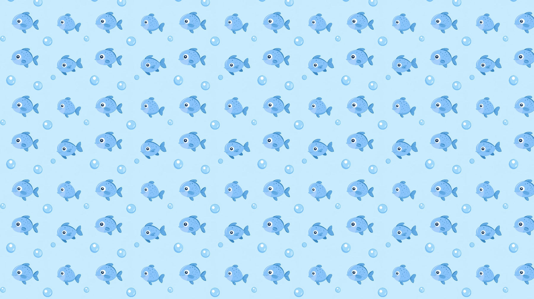Detailed blue fish and water bubbles mural wallpaper design pattern by Kids-Mundo