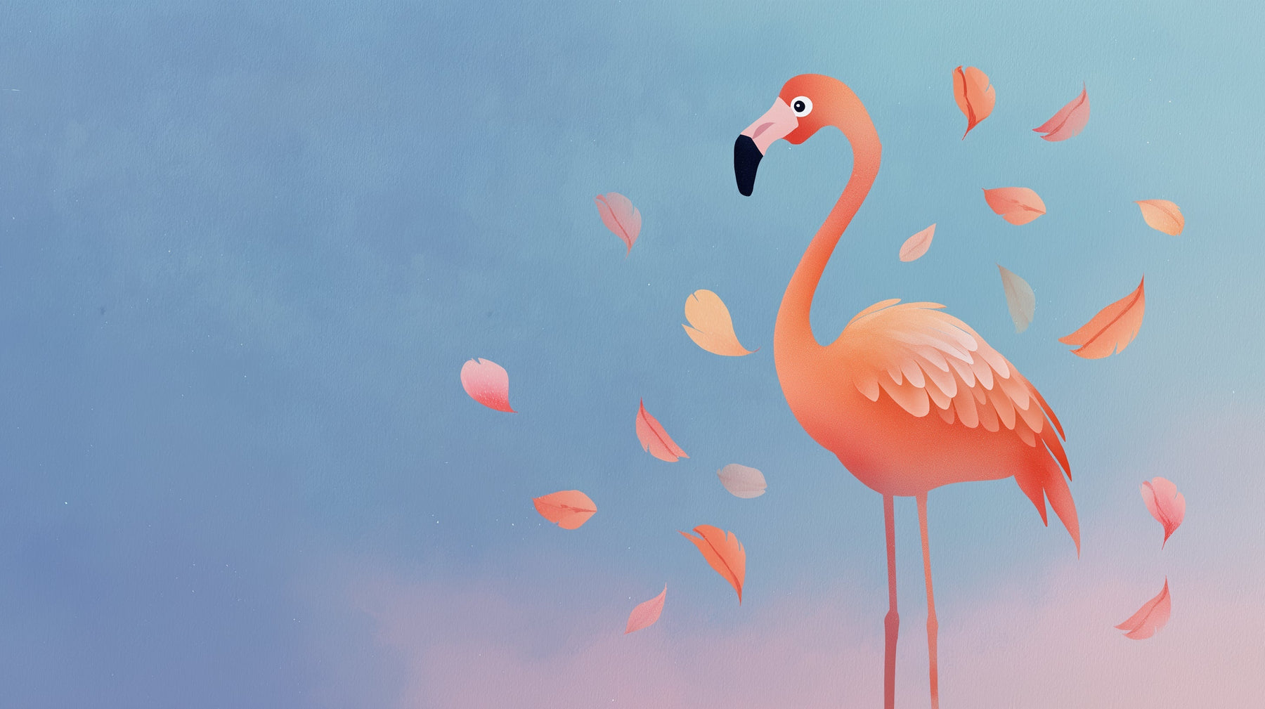 Detailed flamingo with autumn leaves mural wallpaper design pattern by Kids-Mundo
