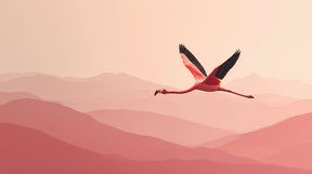 Detailed flamingo mountain mural wallpaper design pattern in soft pink and beige tones by Kids-Mundo